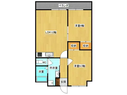 古谷ビル(2LDK/2階)の間取り写真