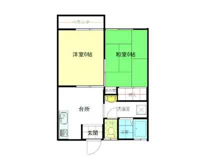 ハピネスみずほ(2DK/1階)の間取り写真