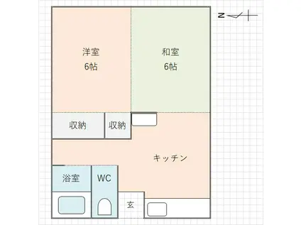 ヴィラ栄町(2K/1階)の間取り写真