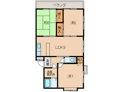 コーポ大勢(3LDK/3階)の間取り写真