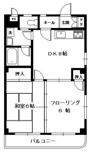サニースポットII(2DK/4階)の間取り写真