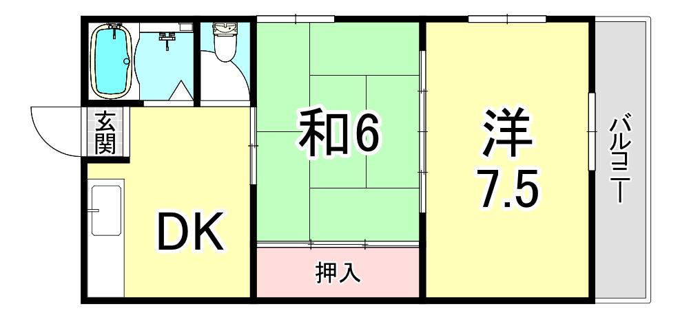 クリエイトハイツ旭が丘(2DK/1階)の間取り写真