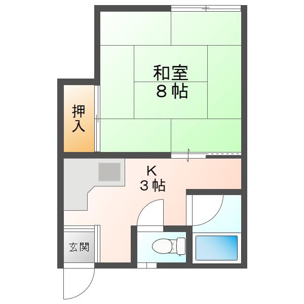 Sハイツ(1K/2階)の間取り写真