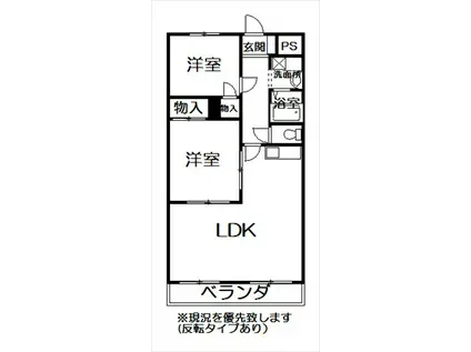 スカイレジデンス(2LDK/4階)の間取り写真