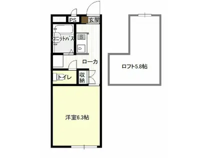 シェモア横越(1K/1階)の間取り写真