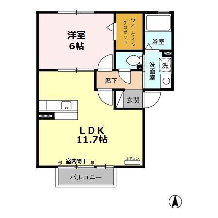 セピアコート(1LDK/2階)の間取り写真