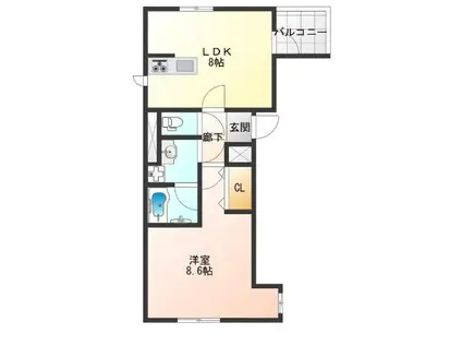 T・MISSION IN OSAKA FRONT(1LDK/2階)の間取り写真