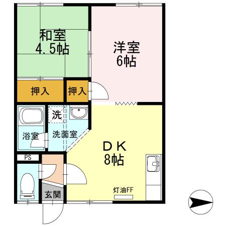 藤コーポ 1・2(2DK/1階)の間取り写真