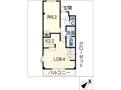 ブランシュール旭(1LDK/1階)の間取り写真