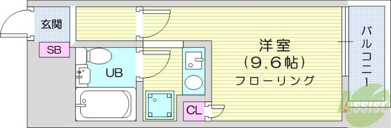 エスパシオ大町(ワンルーム/8階)の間取り写真