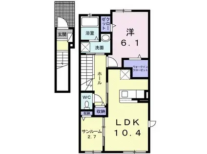 リヴィエール(1LDK/2階)の間取り写真
