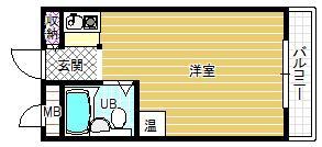 エスティライフ富田林(1K/2階)の間取り写真