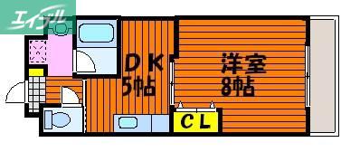 COCO学南町(1DK/1階)の間取り写真