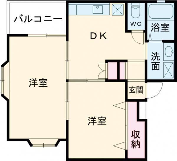 セントポーリアPーIII(2DK/2階)の間取り写真