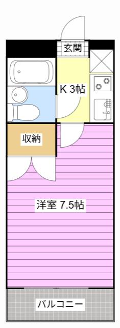 コンフォール鴨江(1K/2階)の間取り写真