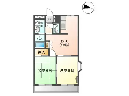 ロイヤルメゾン武雄(2DK/2階)の間取り写真
