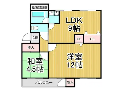 東仁川団地4号棟(2LDK/5階)の間取り写真