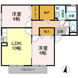 カーサ南山 I(2LDK/2階)の間取り写真