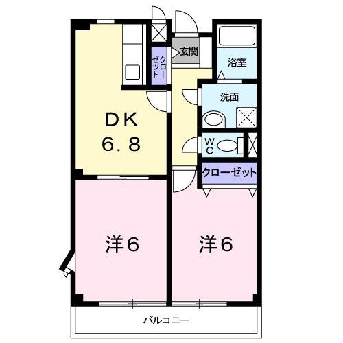 ビギンズ(2DK/2階)の間取り写真