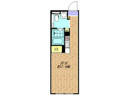 FLAT K KASUYA(ワンルーム/1階)の間取り写真