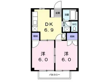 ニューシティ大平(2DK/2階)の間取り写真
