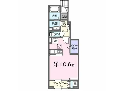 ボヌールM(ワンルーム/1階)の間取り写真