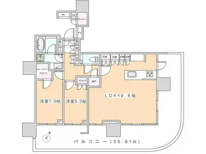 晴海フラッグサンビレッジ(2LDK/29階)の間取り写真