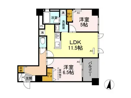 BELLE MER(2LDK/1階)の間取り写真