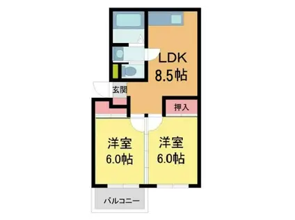 シティハイツ川西(2LDK/1階)の間取り写真
