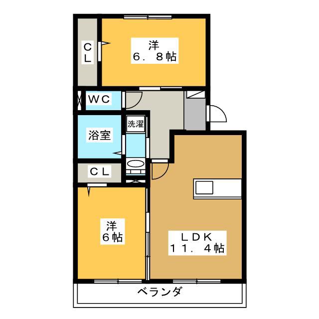 アステール(2LDK/2階)の間取り写真