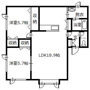 エスポワール壱番街(2LDK/1階)の間取り写真