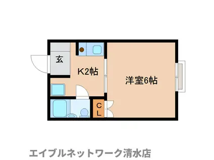 プレジール追分(1K/2階)の間取り写真