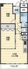 シャトー三愛(2LDK/10階)の間取り写真