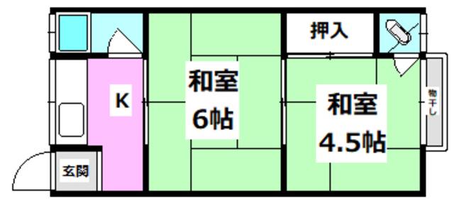 東太田第二文化(2K/2階)の間取り写真