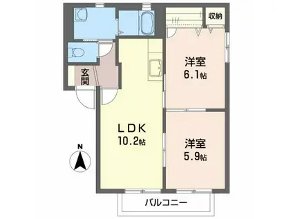 シャーメゾン・バッハ(2LDK/2階)の間取り写真