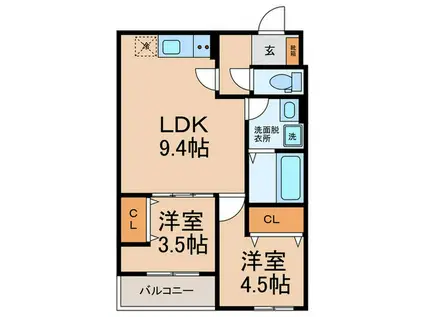 D PORTA ETERNO(2LDK/1階)の間取り写真