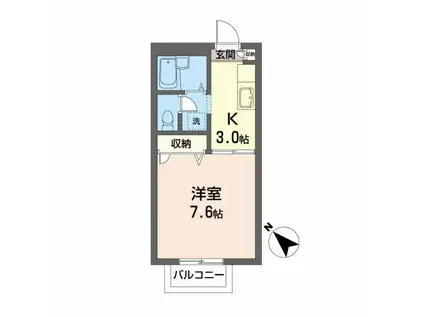 ディアコート小松島(1K/2階)の間取り写真