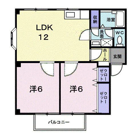 グリーンハイツもりもとB(2LDK/1階)の間取り写真
