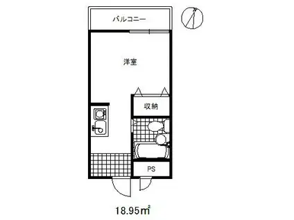 ウイング本山Ⅱ(ワンルーム/4階)の間取り写真