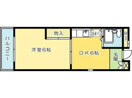 プリモレガーロ金鶏(1DK/3階)の間取り写真