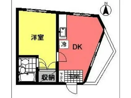 許田ビル(1DK/3階)の間取り写真