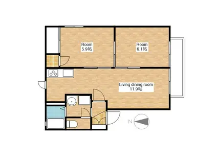 ウィングエステート(2LDK/2階)の間取り写真