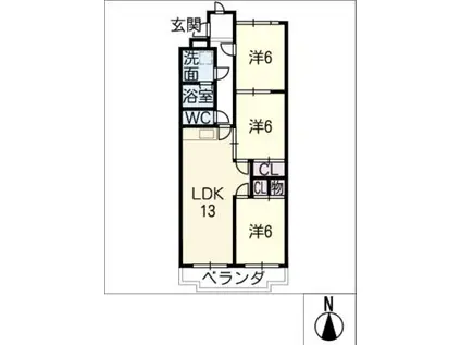 ベルメゾン若森(3LDK/2階)の間取り写真
