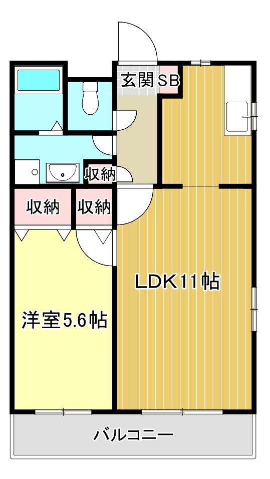 ベルヴィ栗東(1LDK/1階)の間取り写真