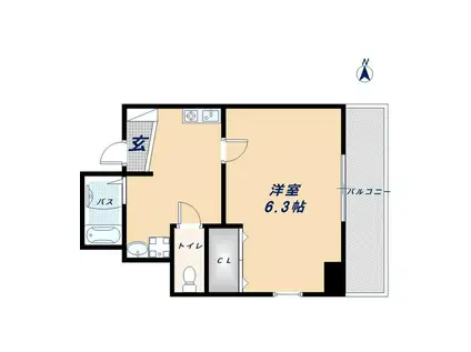 みおつくし東なんば(1K/5階)の間取り写真