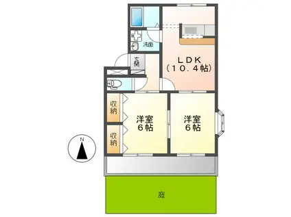 ラバーズハイム弐番館(2LDK/1階)の間取り写真