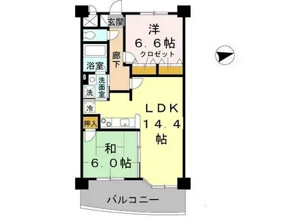 リュイール桃山台(2LDK/2階)の間取り写真