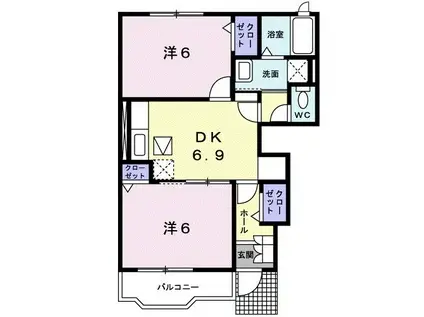 サンライズ幸(2DK/1階)の間取り写真