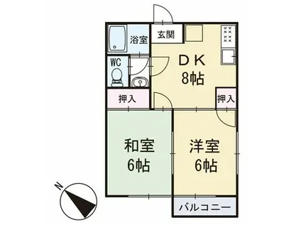 メゾン今(2DK/1階)の間取り写真