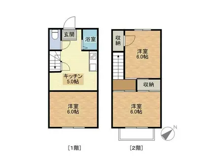 プレジール若葉(3DK/1階)の間取り写真